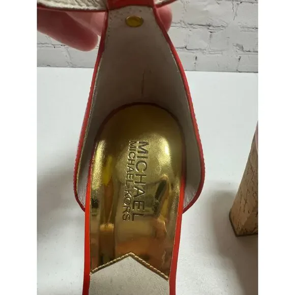 Michael Kors Red Patent Platform Heels Size 7.5 - Picture 10 of 12